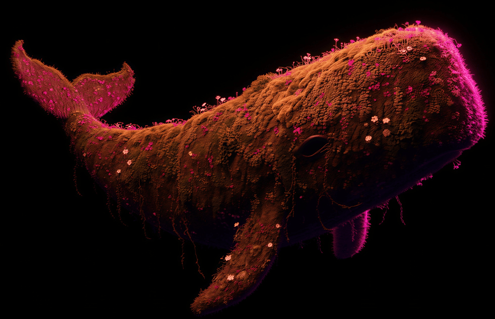 Baleia bioluminescente representando escala e resultado